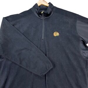 Chicago Blackhawks Antigua Pullover Mens XXL Black 1/4 Zip Fleece NHL LOGO EUC